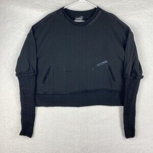 UMIT UNAL‎ Sweatshirt Womens Sz Large Black Knit Sleeve Stitch Boxy Contemporary